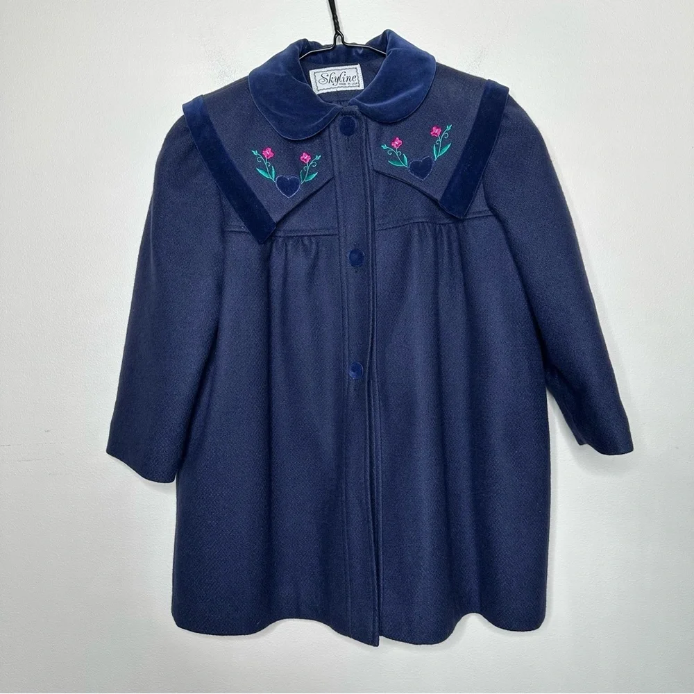 Vintage Skyline Wool & Velvet Coat and Hat Girls